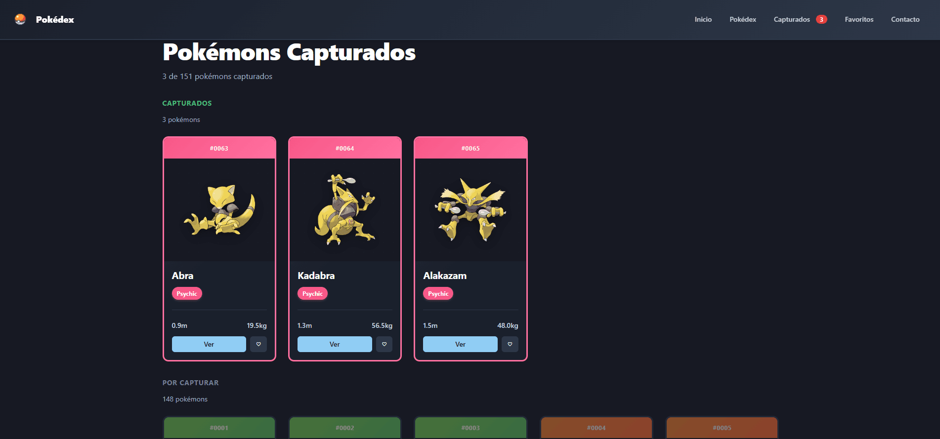 Pokémon Capturados